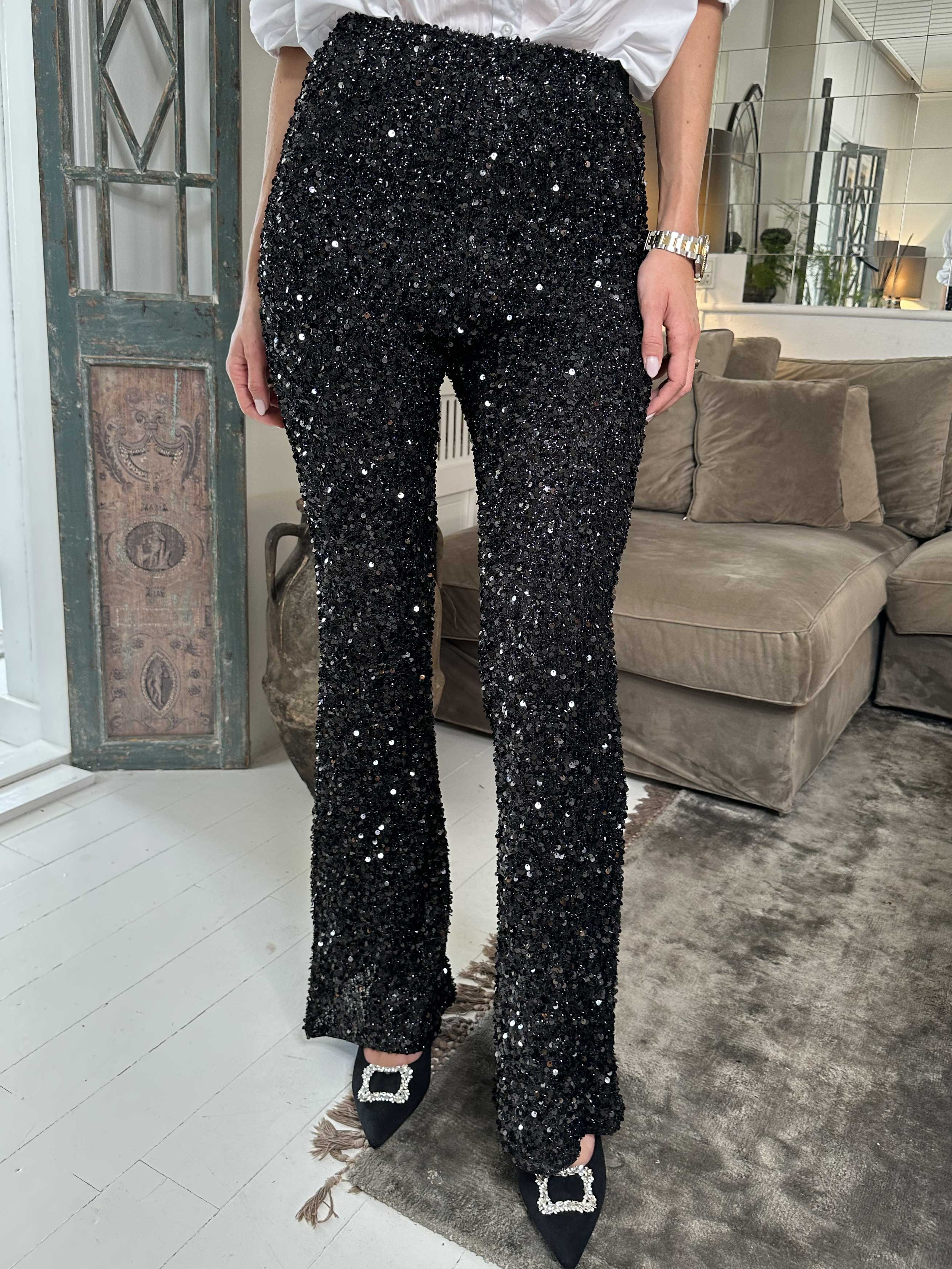 Lunara - Sorte bukser med pailletter